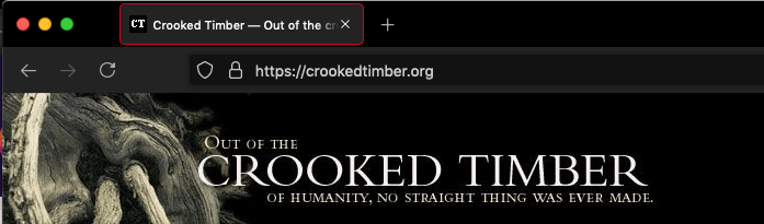 Browser firefox is black. Browser's tabs and URL bar are darker gray with lighter gray icons and white text. The selected tab has a red outline.